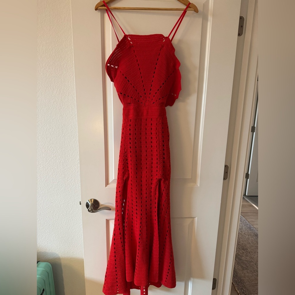 Alice McCall Vibrant Red Crochet Maxi Dress